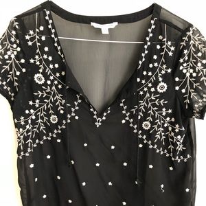 American eagle crop style sheer black top